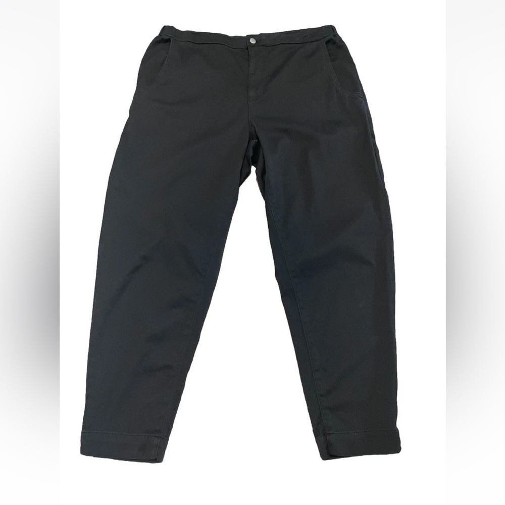 Eileen Fisher Pants Womens XL Black Cropped Elastic Waist Tapered Leg RN78121